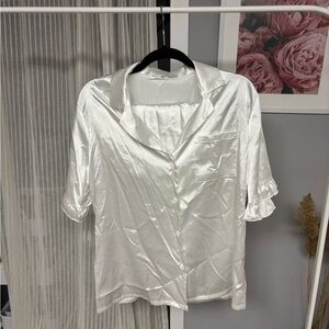 White Satin Pajama Set